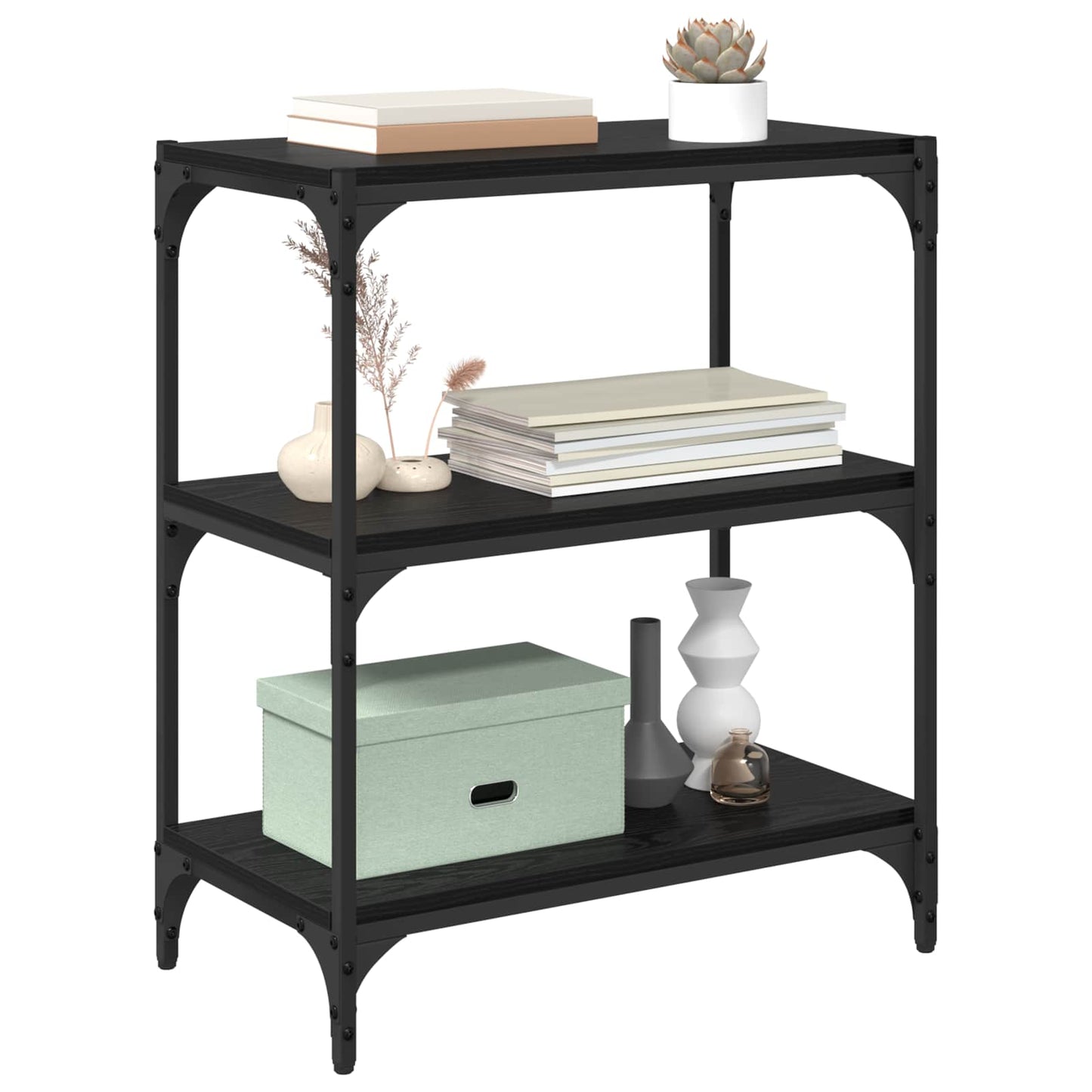 Bogskab Sort eg 60 x 33 x 70,5 cm Ingeniørt træ og jern