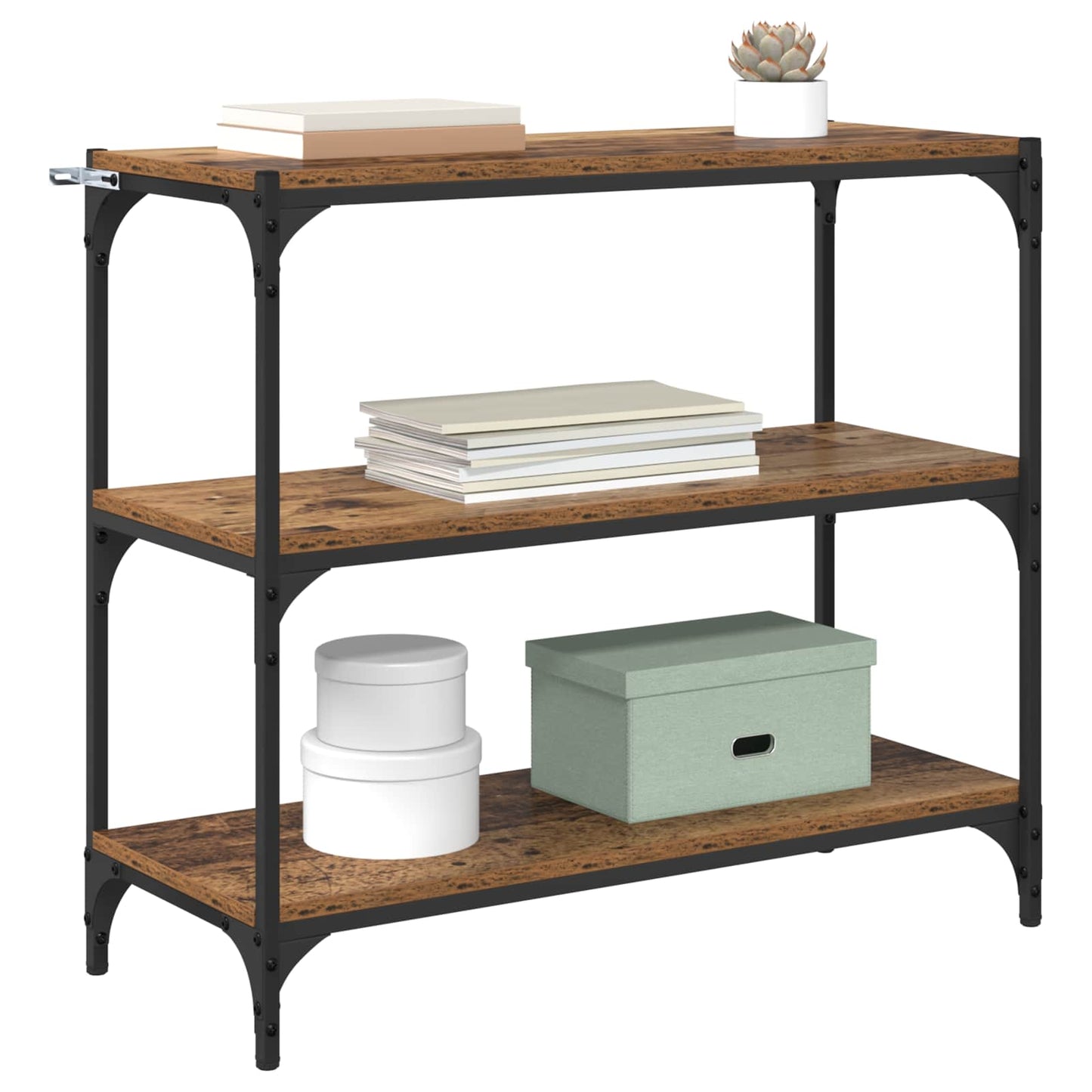 Bogskab Gammelt træ 80 x 33 x 70,5 cm Ingeniørt træ og jern