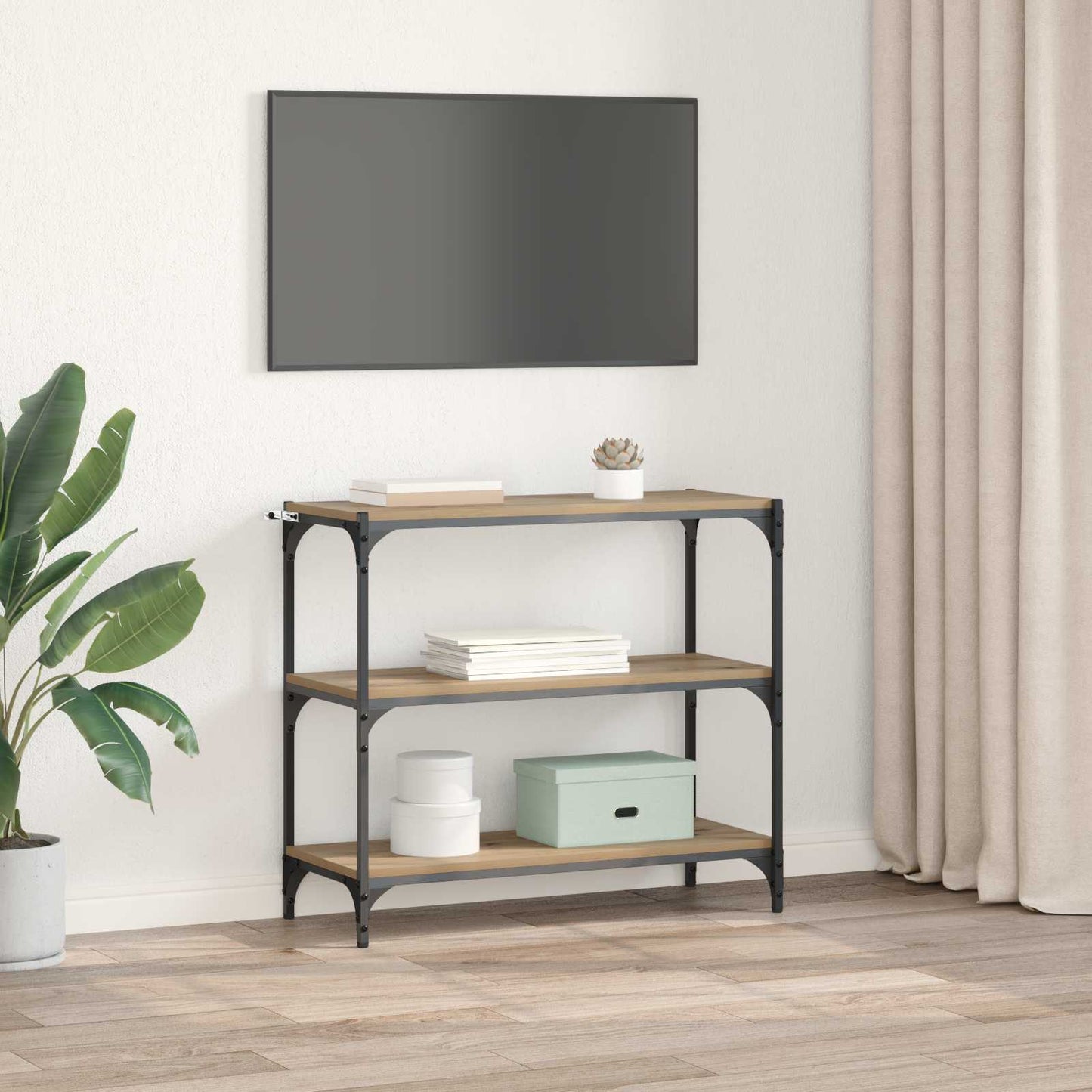 Bogskab 3 niveauer 80 x 33 x 70,5 cm Ingeniørt træ og jern