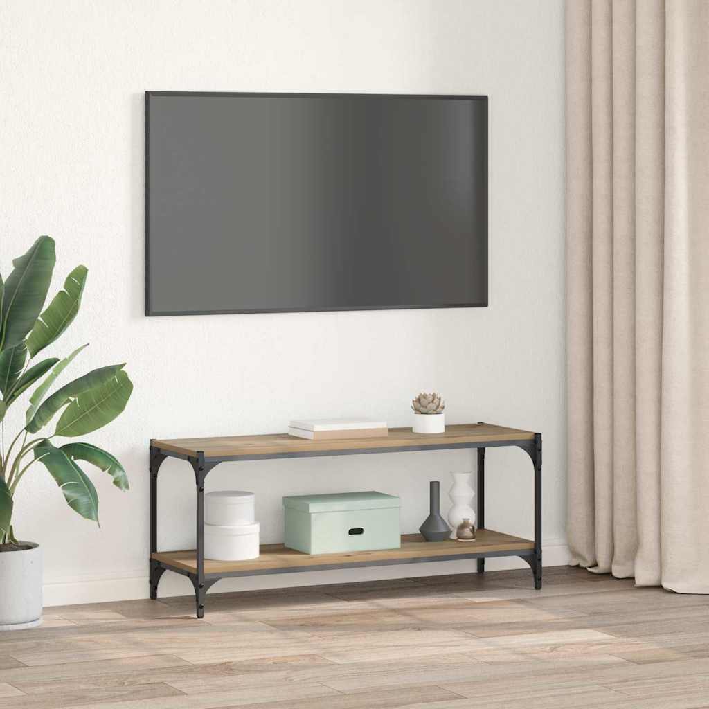 TV-skab 2 niveauer 100x33x41cm Ingeniørt træ og jern