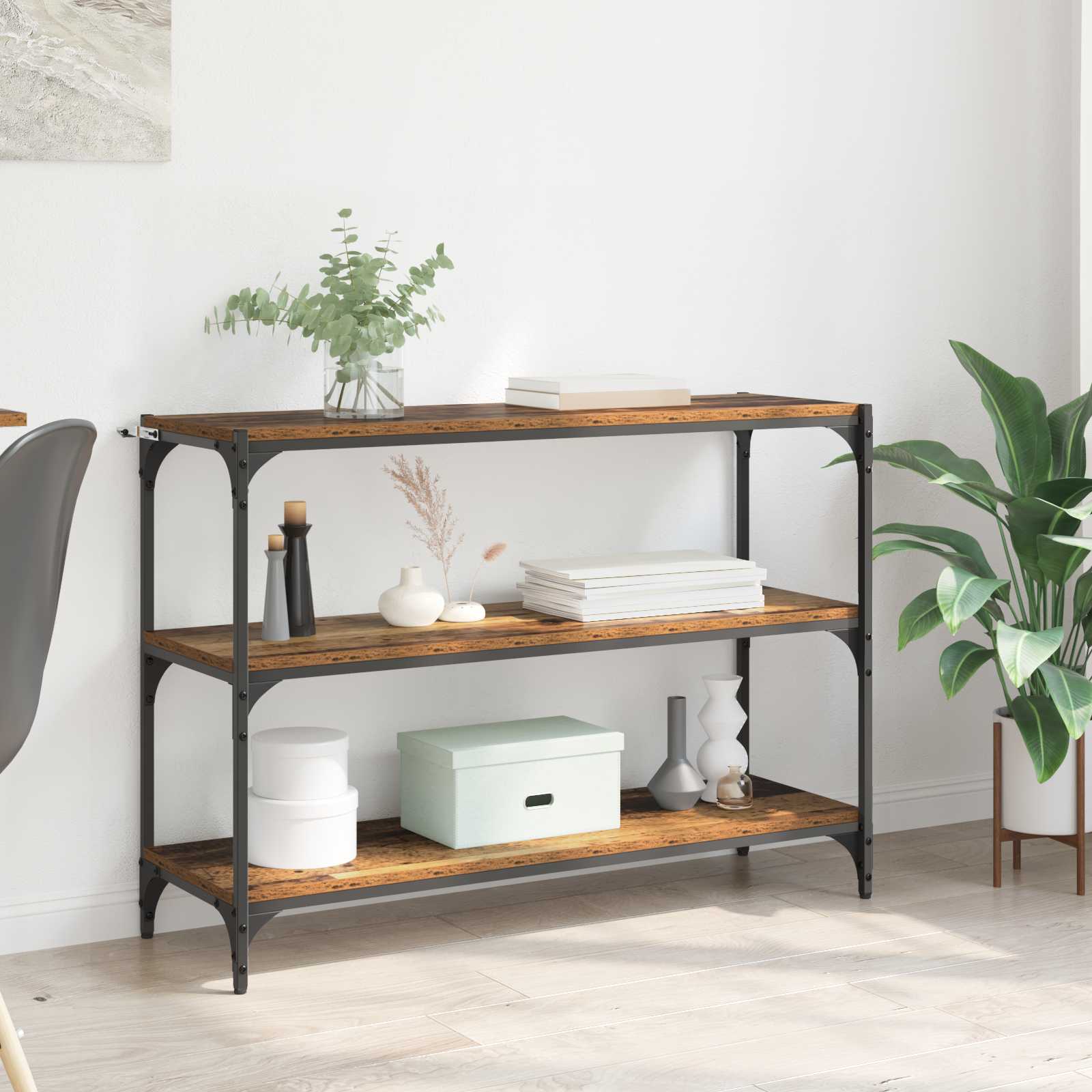 Bogskab Gammelt træ 100 x 33 x 70,5 cm Ingeniørt træ og jern billede