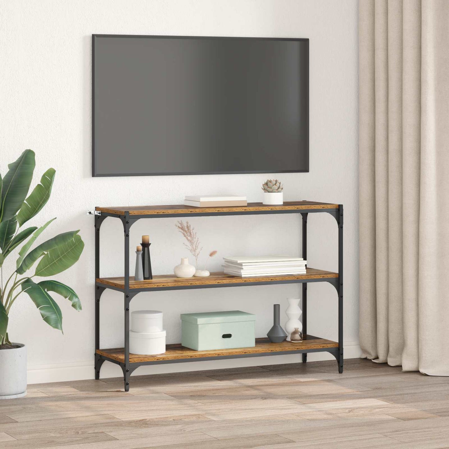 Bogskab Gammelt træ 100 x 33 x 70,5 cm Ingeniørt træ og jern