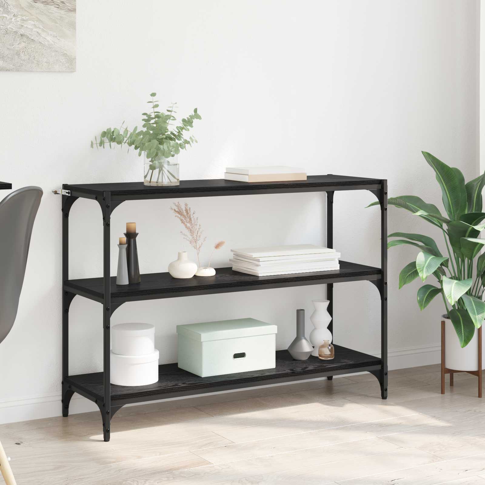 Bogskab Sort eg 100 x 33 x 70,5 cm Ingeniørt træ og jern billede