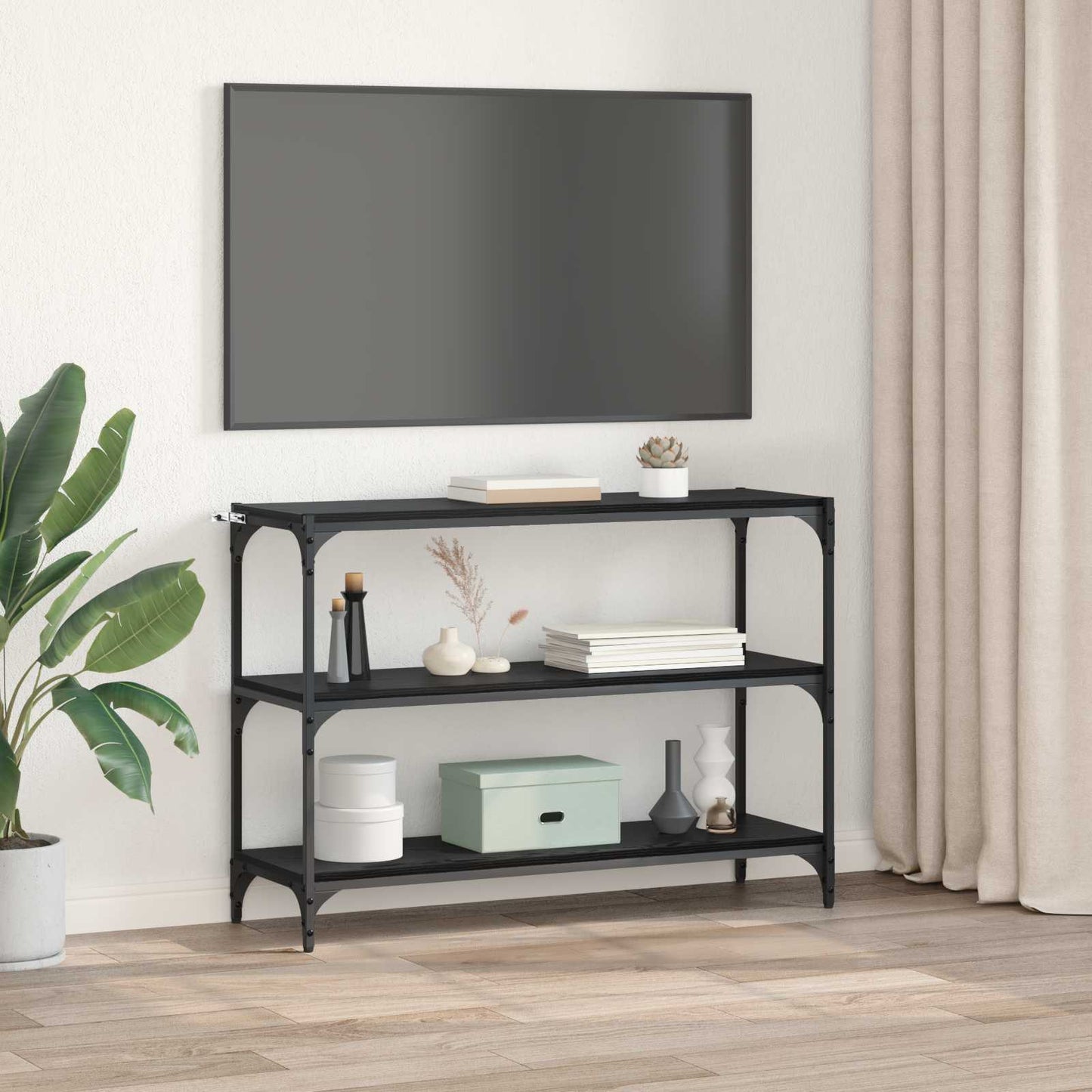 Bogskab Sort eg 100 x 33 x 70,5 cm Ingeniørt træ og jern