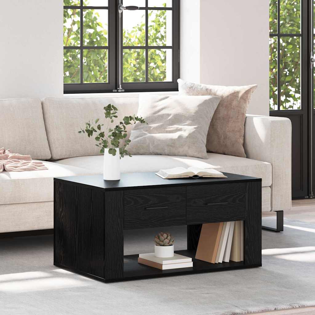 Sofabord med skuffe Sort eg 80 x 50 x 40 cm Konstrueret træ
