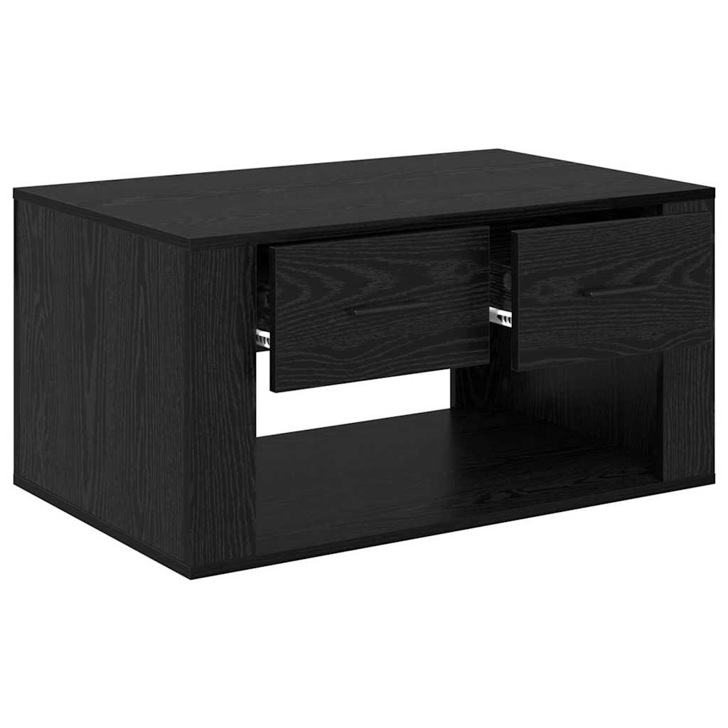 Sofabord med skuffe Sort eg 80 x 50 x 40 cm Konstrueret træ