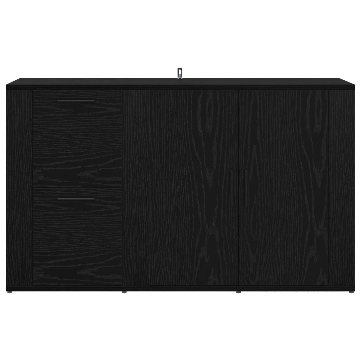 Sideboard med skuffe Sort eg 100 x 33 x 59.5 cm Konstrueret træ