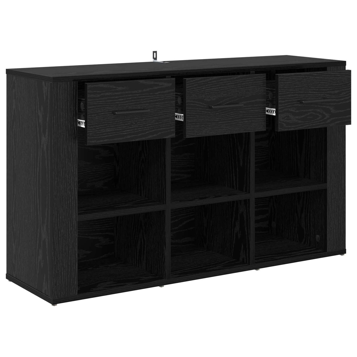 Sideboard med skuffe Sort eg 100 x 30 x 59,5 cm Konstrueret træ