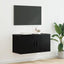 Vægmonteret TV Skab Sort eg 80 x 34,5 x 40 cm Konstrueret træ