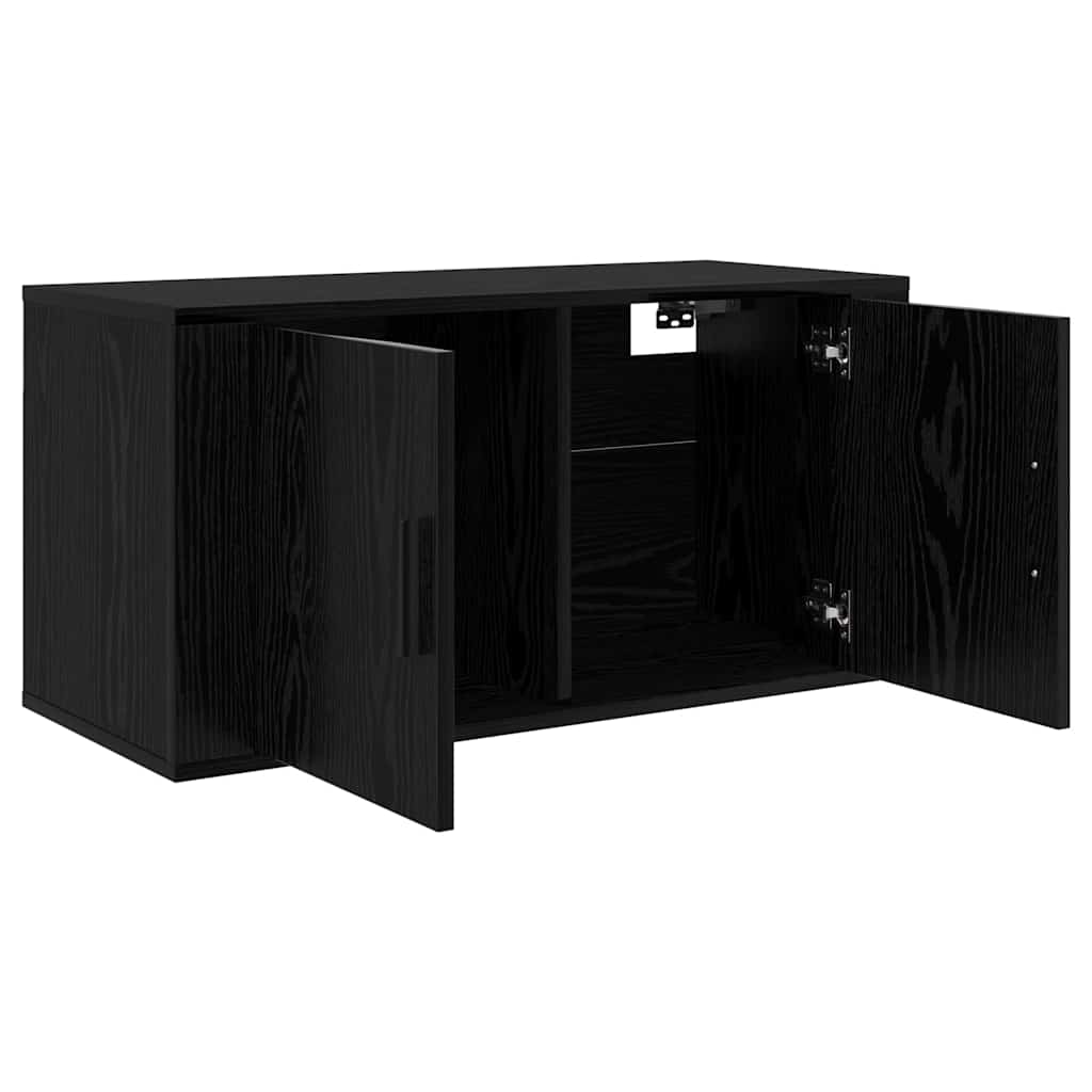 Vægmonteret TV Skab Sort eg 80 x 34,5 x 40 cm Konstrueret træ