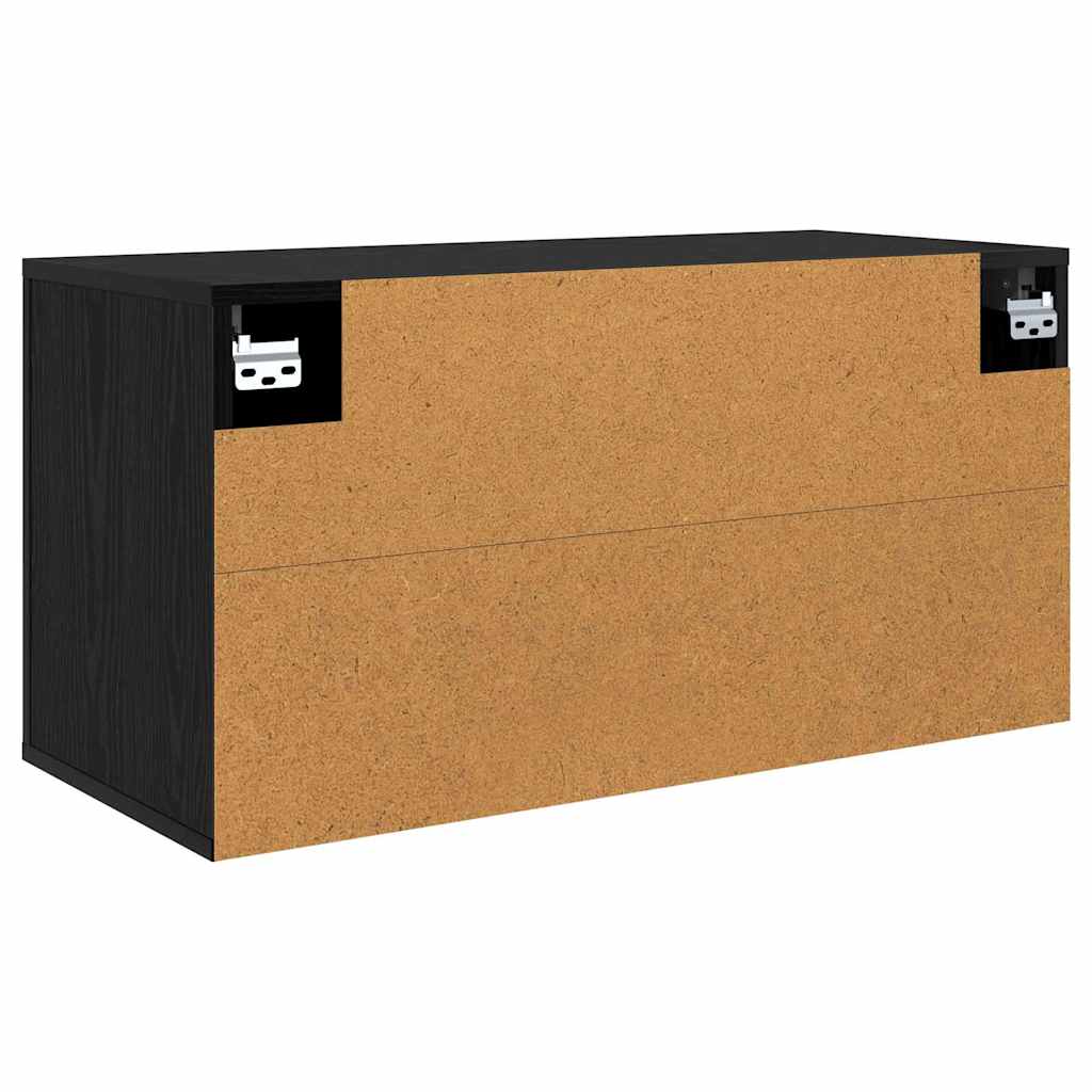Vægmonteret TV Skab Sort eg 80 x 34,5 x 40 cm Konstrueret træ