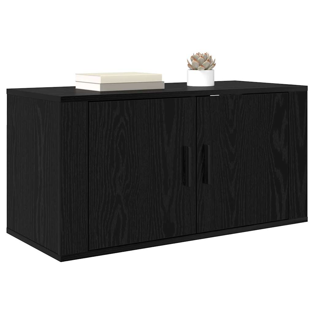 Vægmonteret TV Skab Sort eg 80 x 34,5 x 40 cm Konstrueret træ