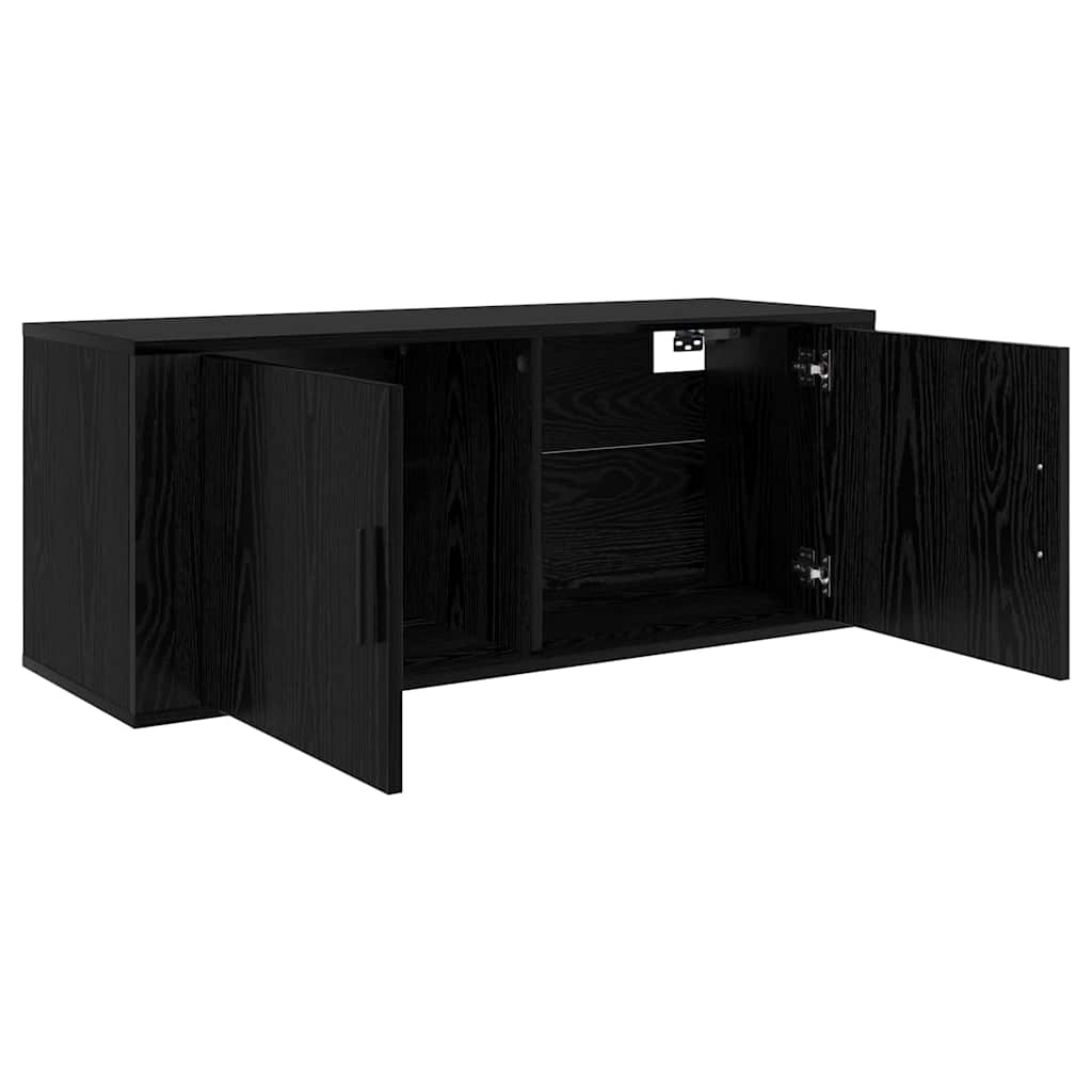 Vægmonteret TV Skab Sort eg 100 x 34,5 x 40 cm Konstrueret træ