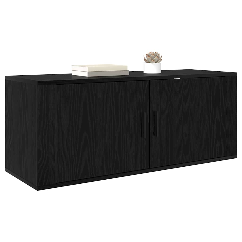 Vægmonteret TV Skab Sort eg 100 x 34,5 x 40 cm Konstrueret træ