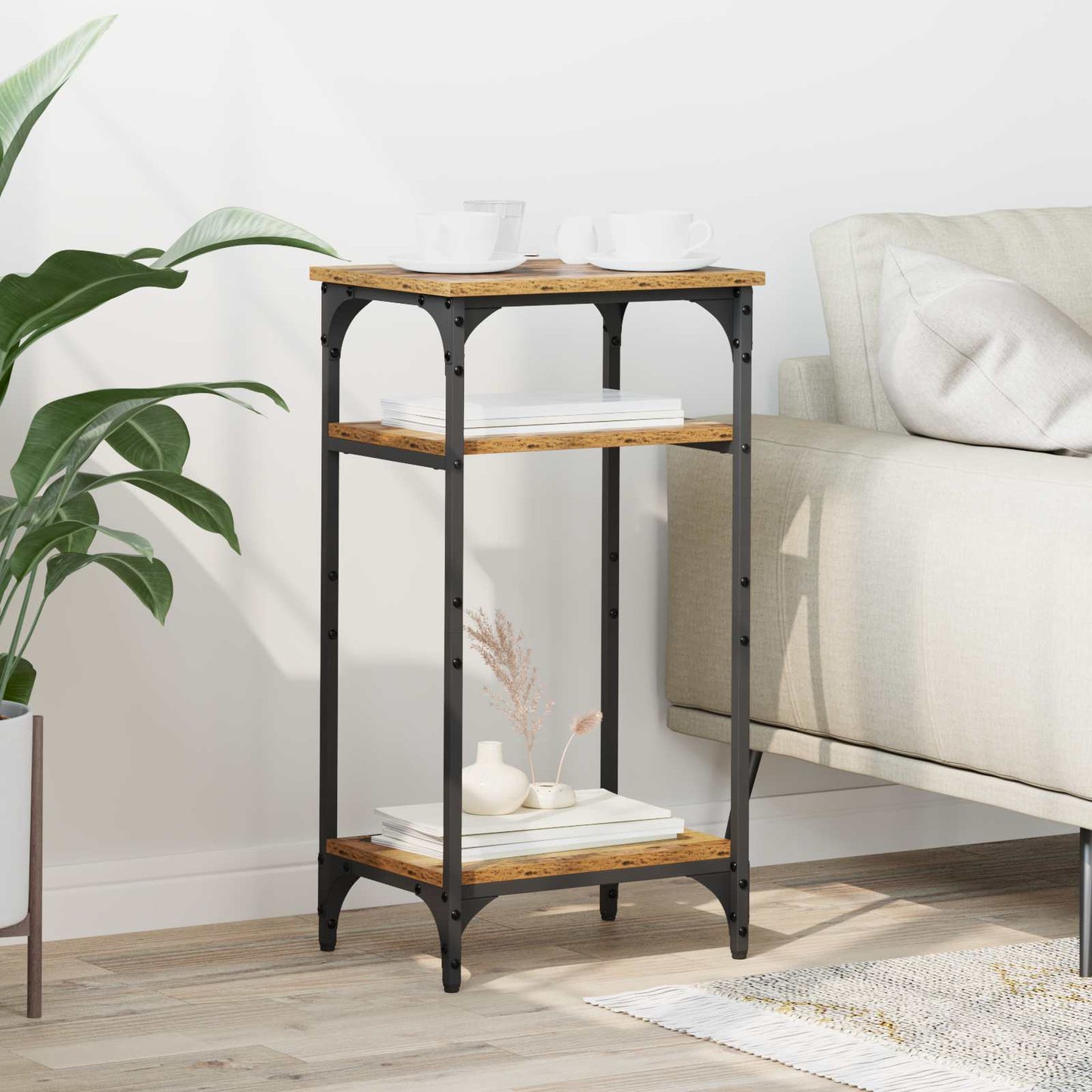 Sidebord med hylde Gammelt træ 40 x 30 x 75 cm Konstrueret træ