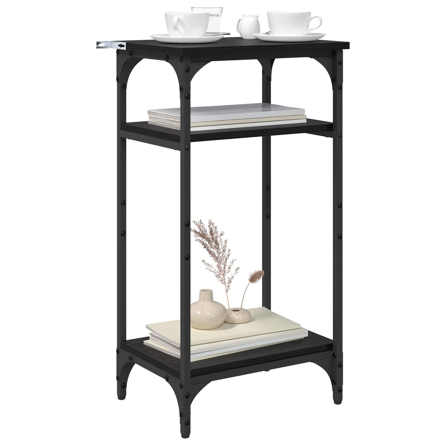 Sidebord med hylde Sort eg 40 x 30 x 75 cm Konstrueret træ