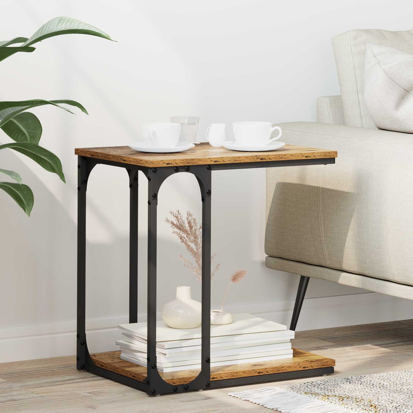 Sidebord med hylde Gammelt træ 50 x 35 x 52 cm Konstrueret træ