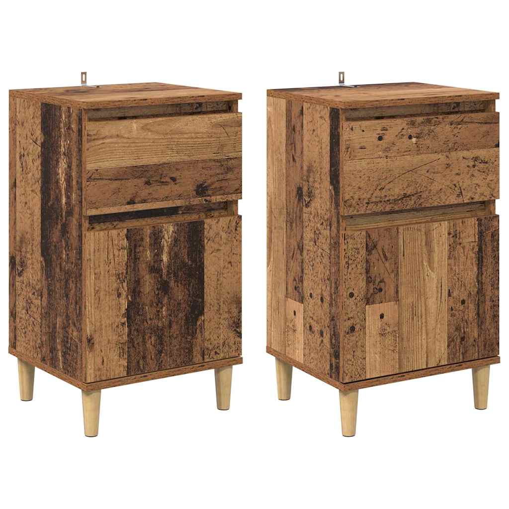 Natskab 2 pcs Gammelt træ 40 x 35 x 70 cm Konstrueret træ