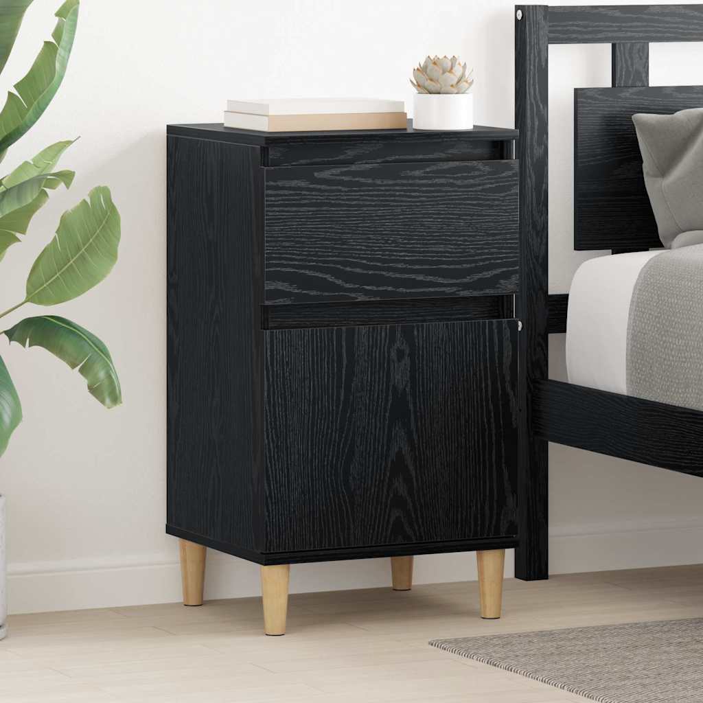 Natskab med skuffe Sort eg 40 x 35 x 70 cm Konstrueret træ billede