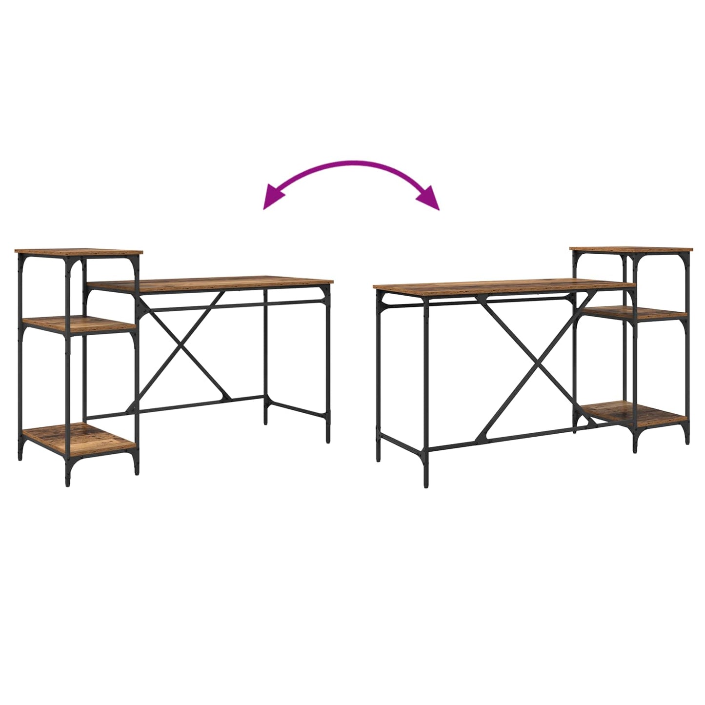 Bord Gammelt træ 135 x 50 x 90 cm Konstrueret træ
