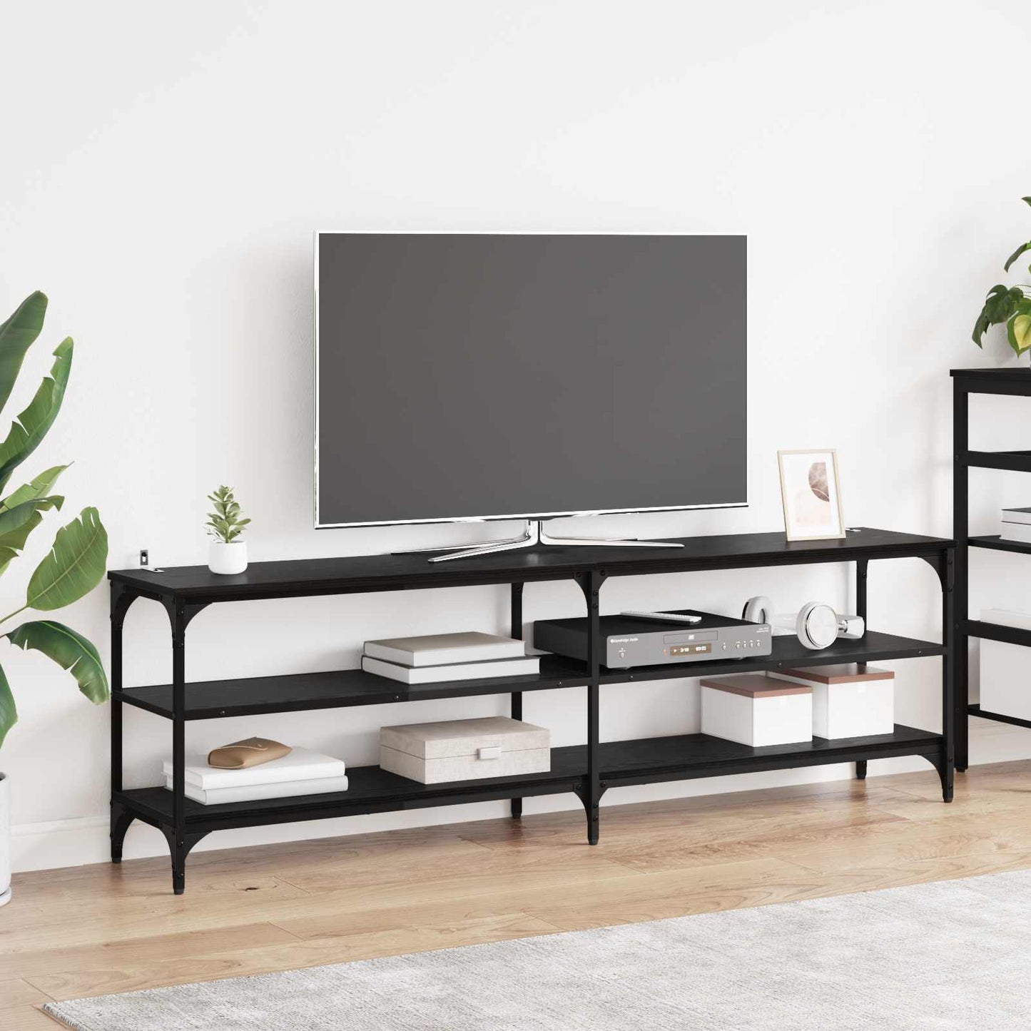 TV-skab Sort eg 160 x 30 x 50 cm Ingeniørt træ og jern