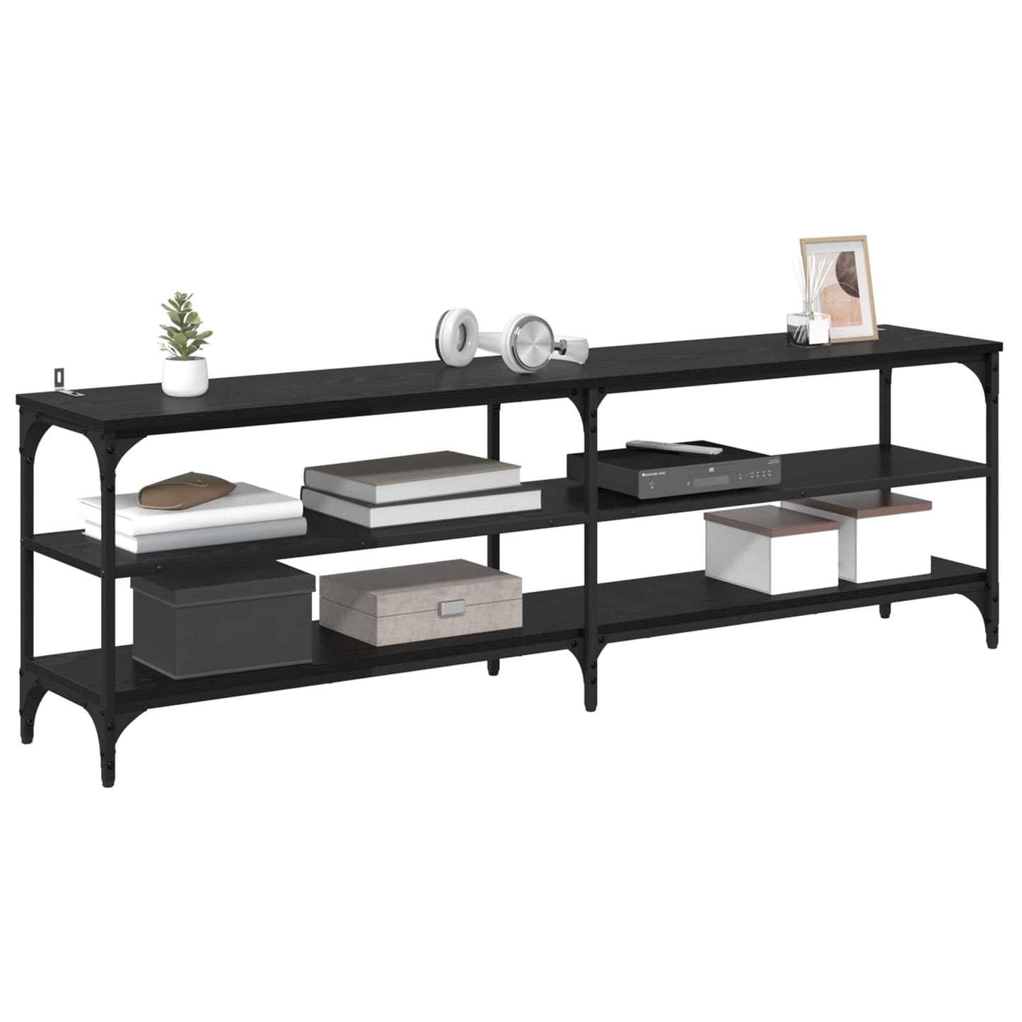 TV-skab Sort eg 160 x 30 x 50 cm Ingeniørt træ og jern