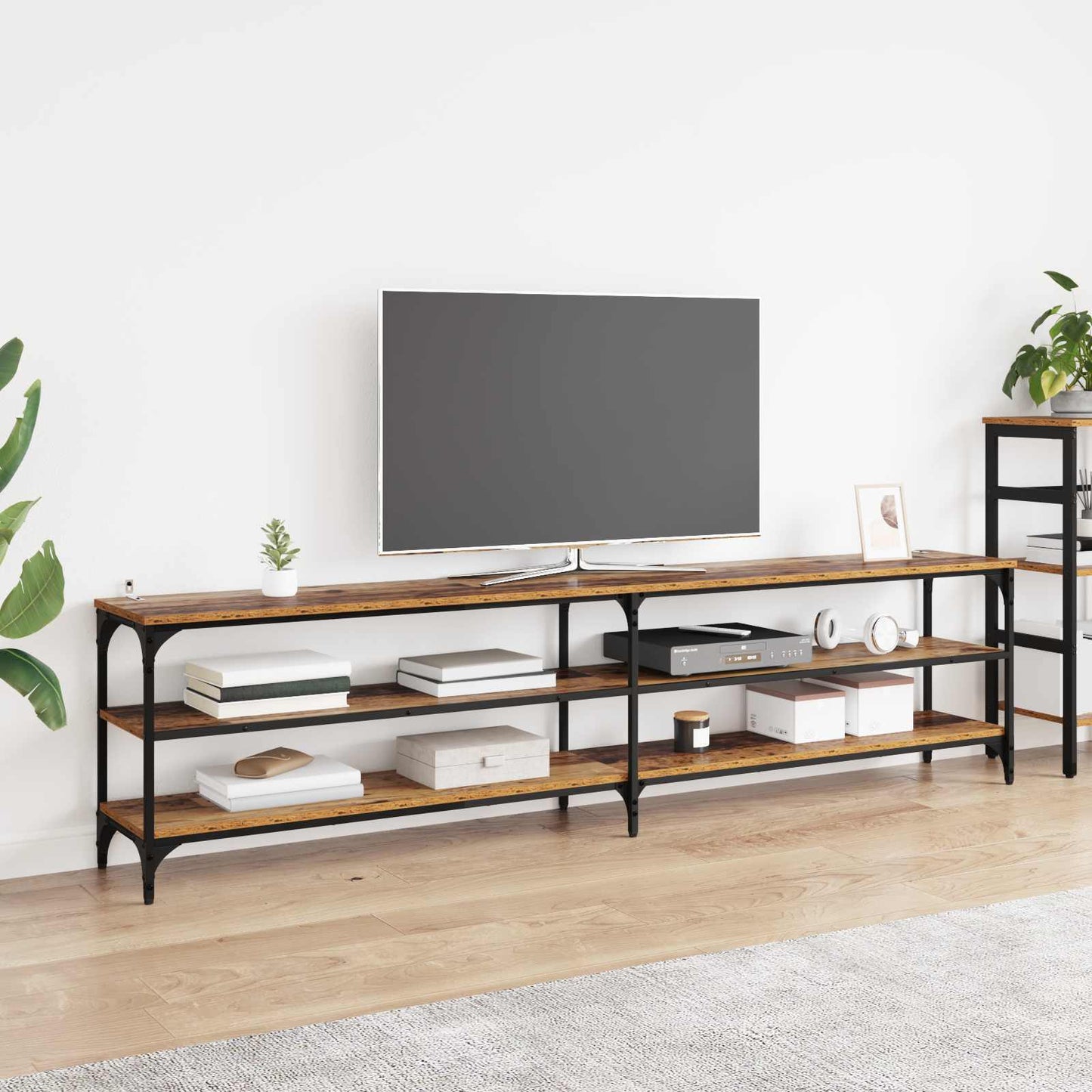 TV-skab Gammelt træ 200 x 30 x 50 cm Ingeniørt træ og jern