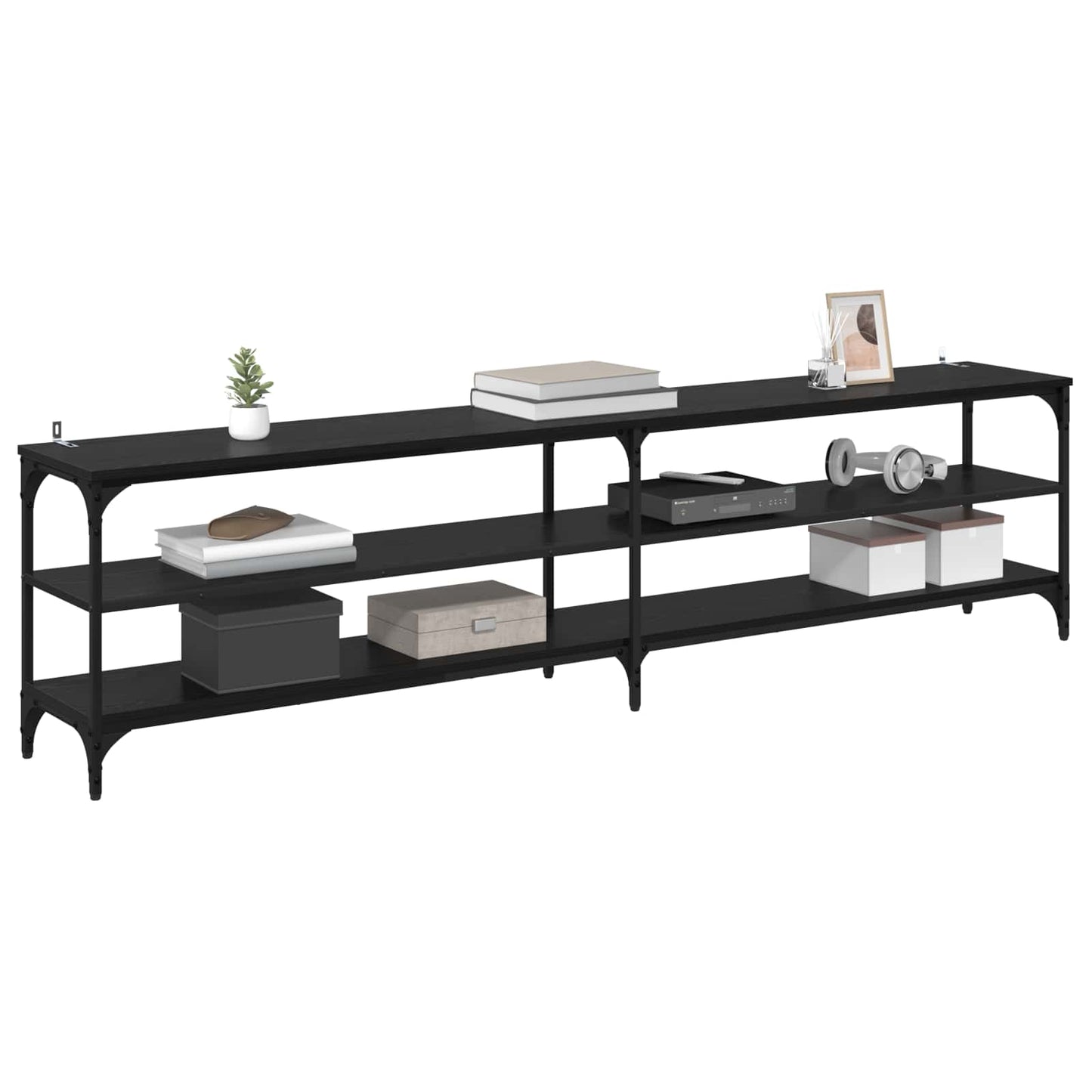 TV-skab Sort eg 200 x 30 x 50 cm Ingeniørt træ og jern