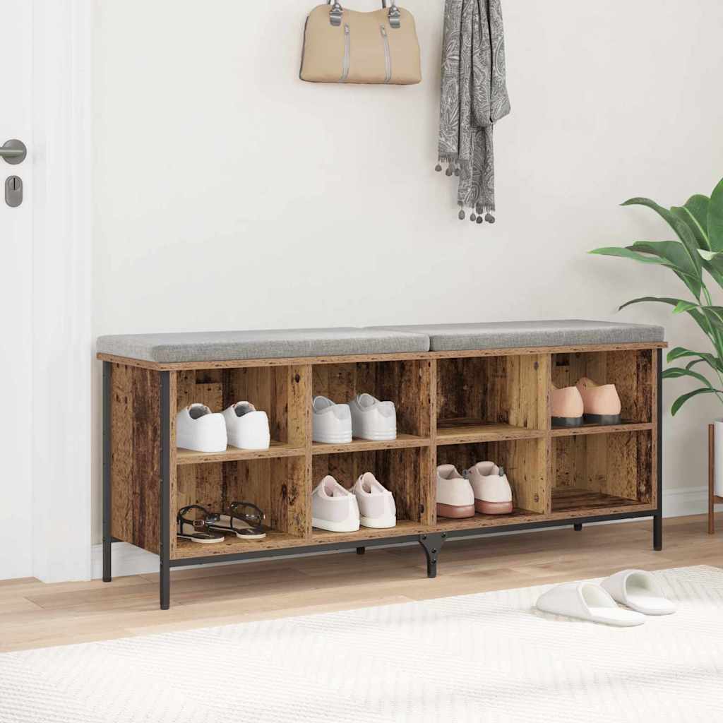 Sko skab Gammelt træ 131 x 35 x 50 cm Ingeniørt træ og jern