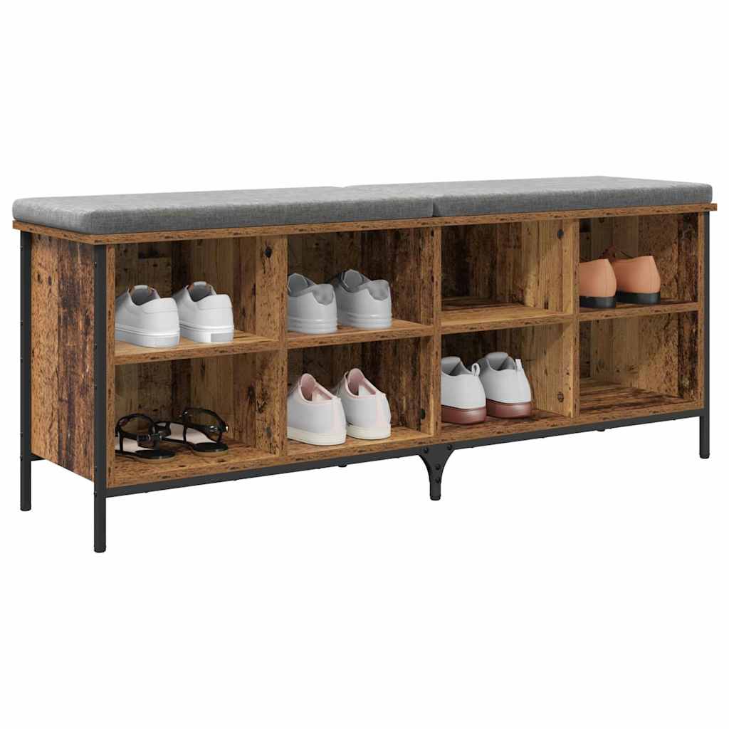 Sko skab Gammelt træ 131 x 35 x 50 cm Ingeniørt træ og jern
