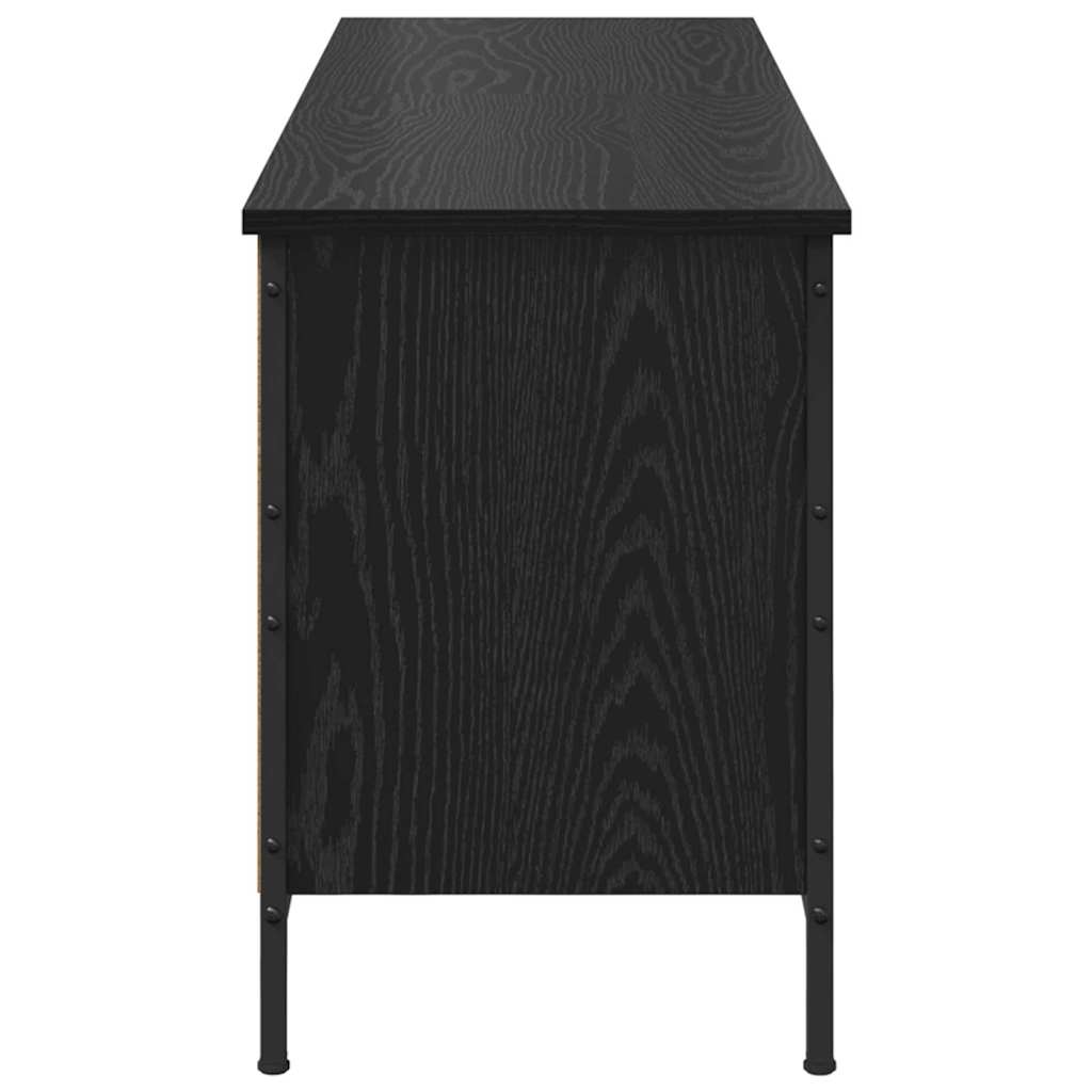 Sko skab Sort eg 131 x 35 x 50 cm Ingeniørt træ og jern