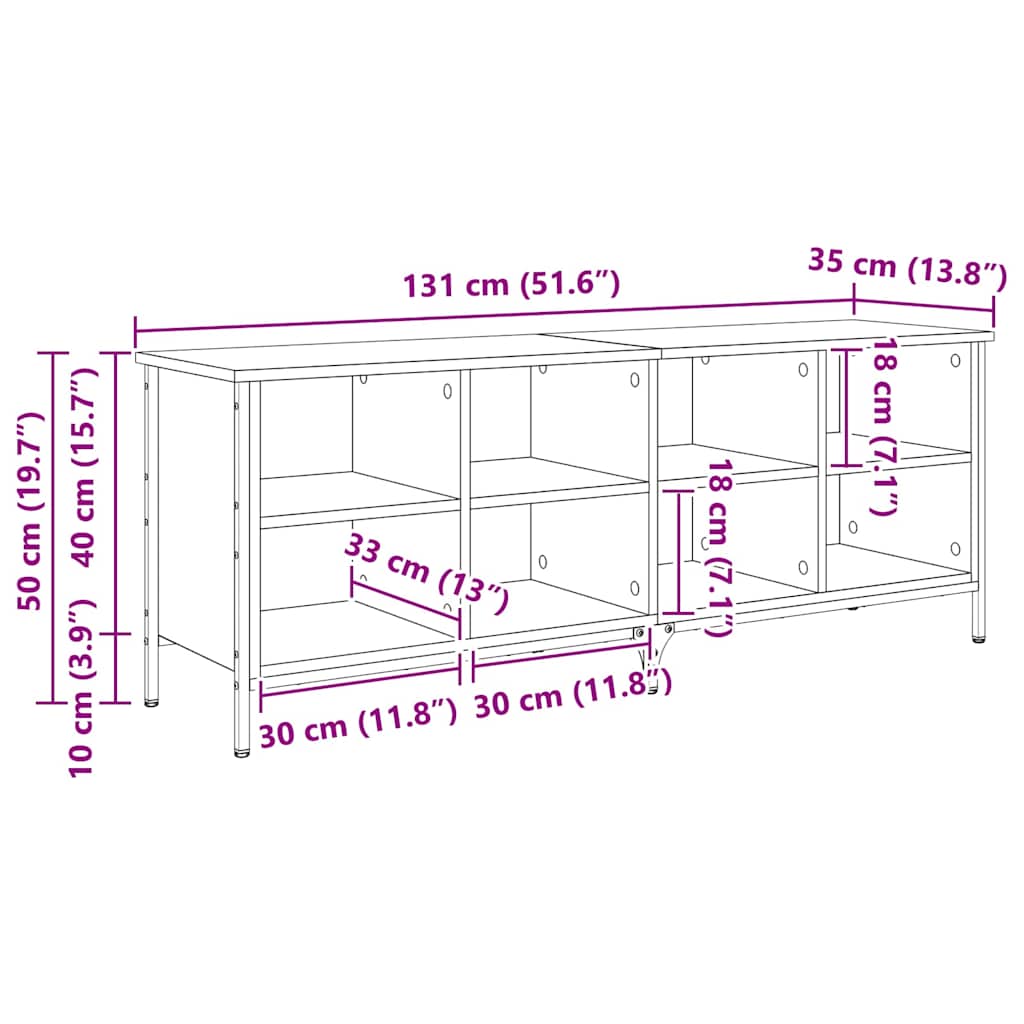 Sko skab Sort eg 131 x 35 x 50 cm Ingeniørt træ og jern
