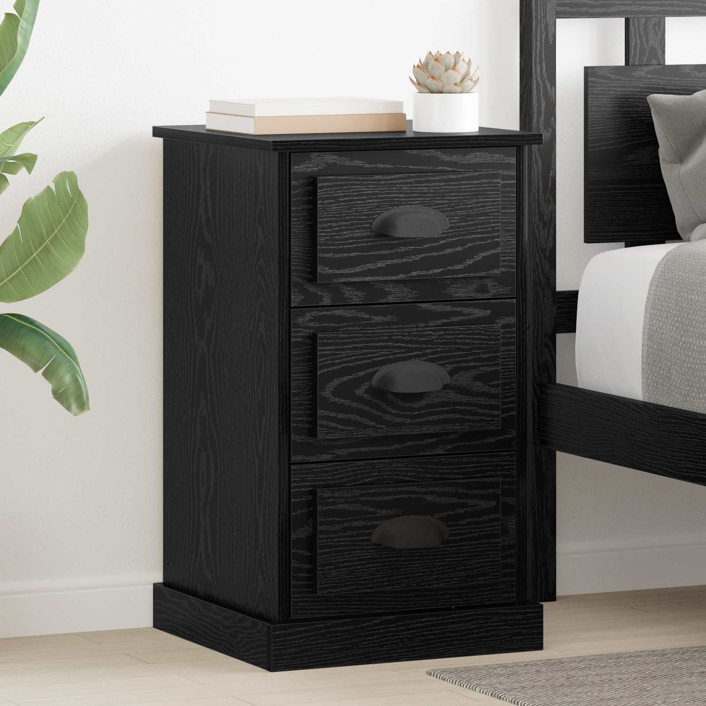 Natskab med skuffe Sort eg 39 x 39 x 67,5 cm Konstrueret træ