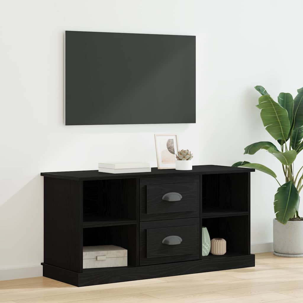 TV-skab med skuffe Sort eg 99,5 x 35,5 x 48 cm Konstrueret træ