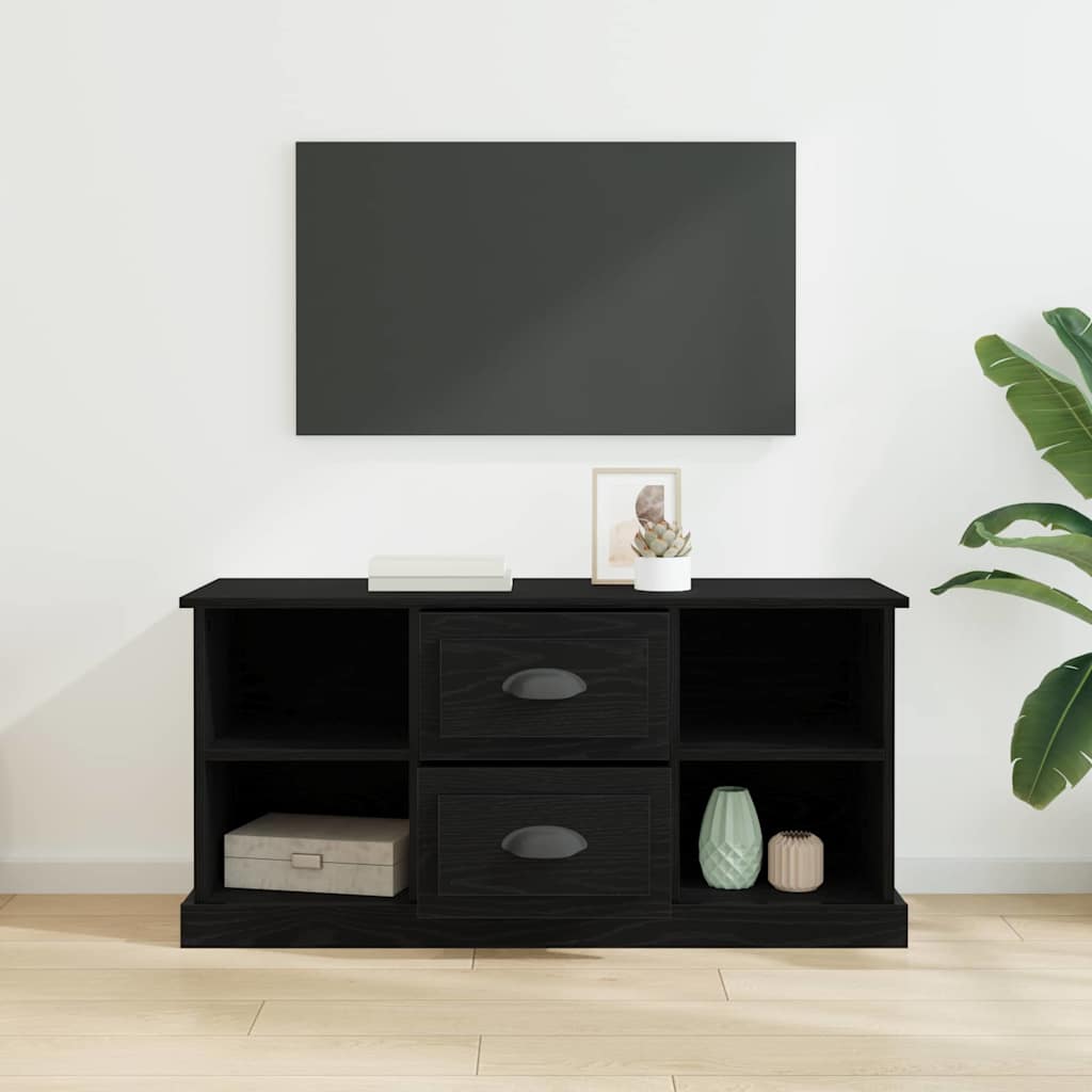 TV-skab med skuffe Sort eg 99,5 x 35,5 x 48 cm Konstrueret træ