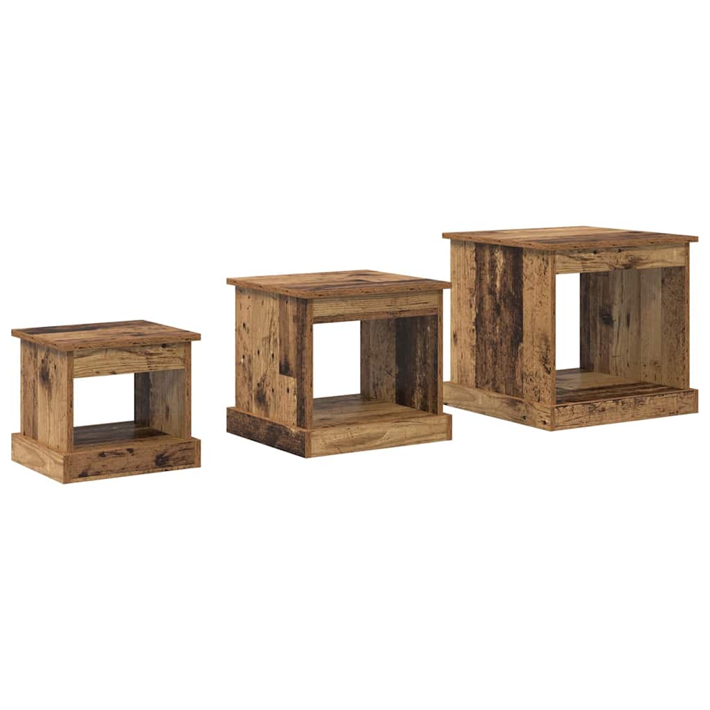 Sofabord 3 pcs Gammelt træ Konstrueret træ