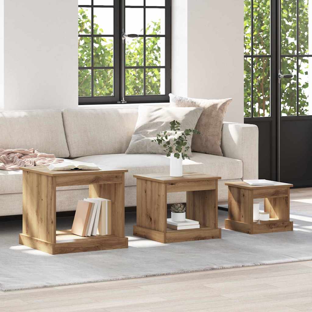 Sofabord 3 pcs Artisan Egetræ 48 x 45 x 45 cm Konstrueret træ