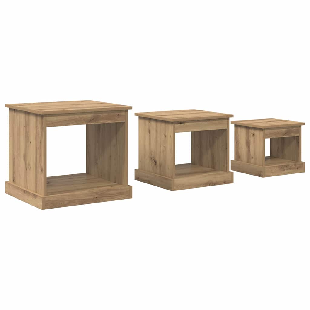 Sofabord 3 pcs Artisan Egetræ 48 x 45 x 45 cm Konstrueret træ