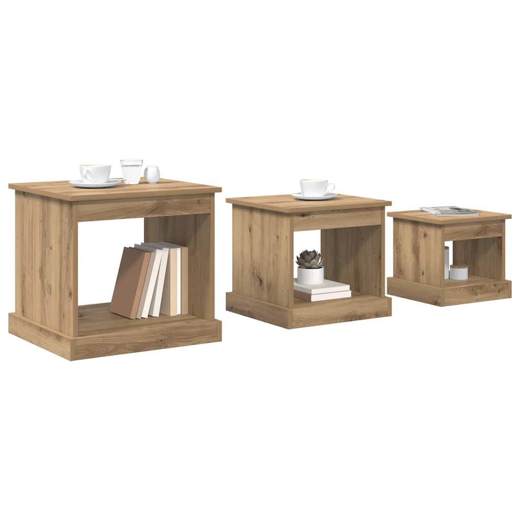 Sofabord 3 pcs Artisan Egetræ 48 x 45 x 45 cm Konstrueret træ