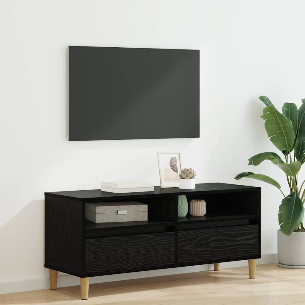 TV-skab med skuffe Sort eg 100 x 34,5 x 44,5 cm Konstrueret træ