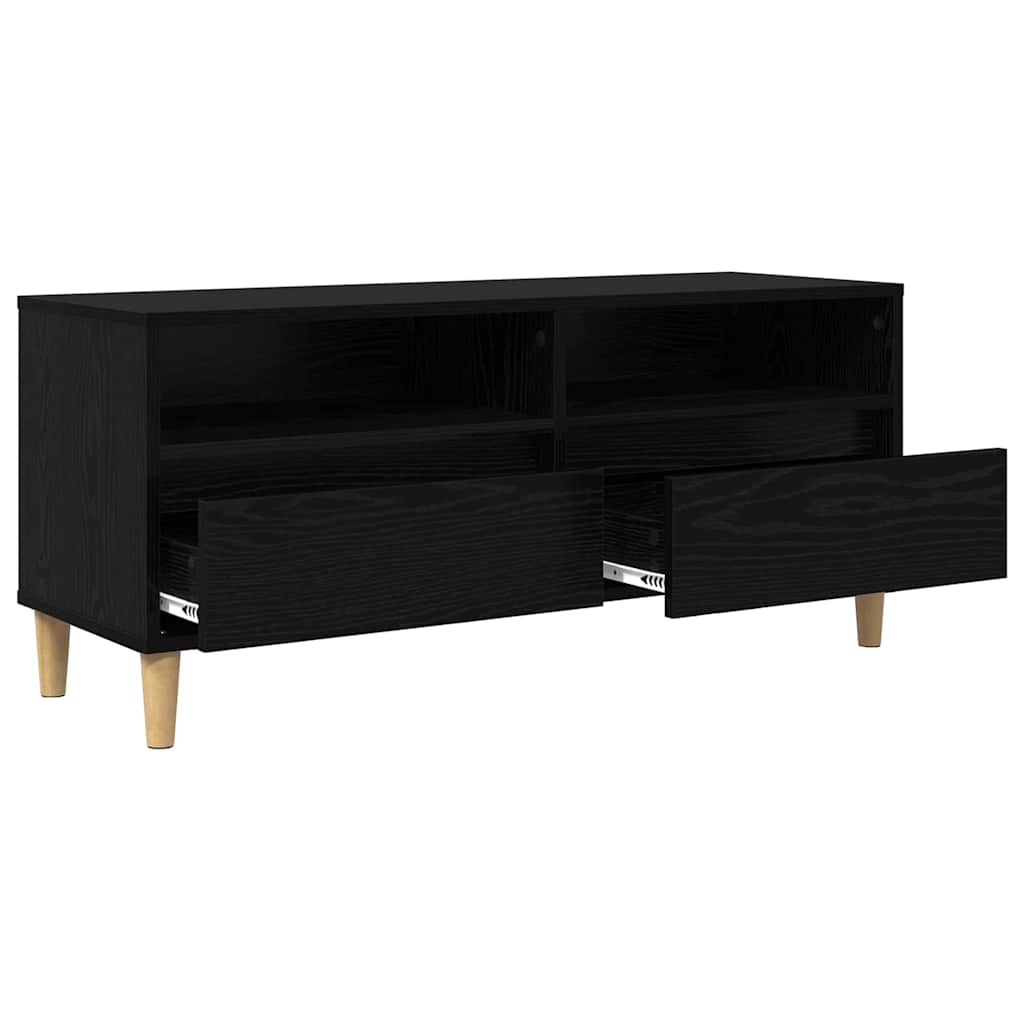 TV-skab med skuffe Sort eg 100 x 34,5 x 44,5 cm Konstrueret træ