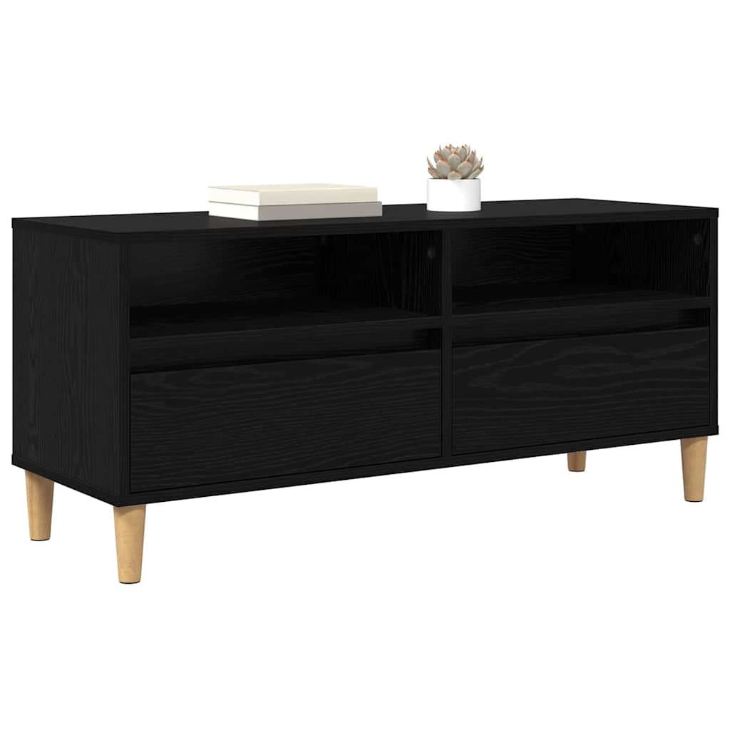 TV-skab med skuffe Sort eg 100 x 34,5 x 44,5 cm Konstrueret træ