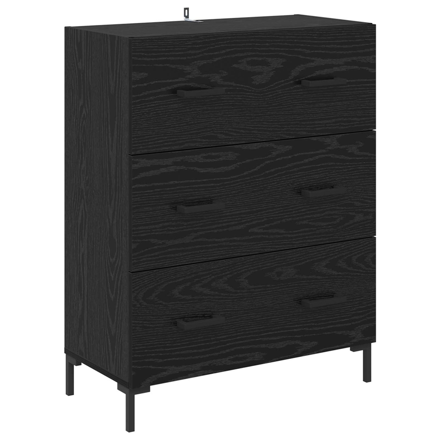 Sideboard Sort eg 69,5 x 34 x 90 cm Ingeniørt træ og jern