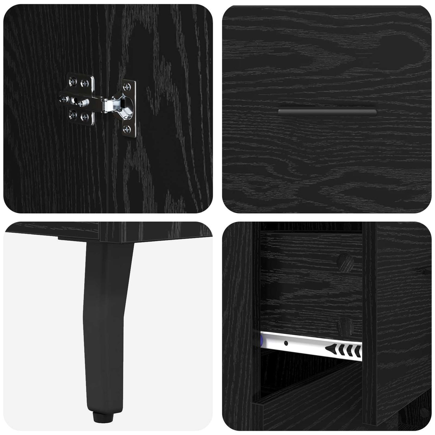 Sideboard Sort eg 69,5 x 34 x 90 cm Ingeniørt træ og jern