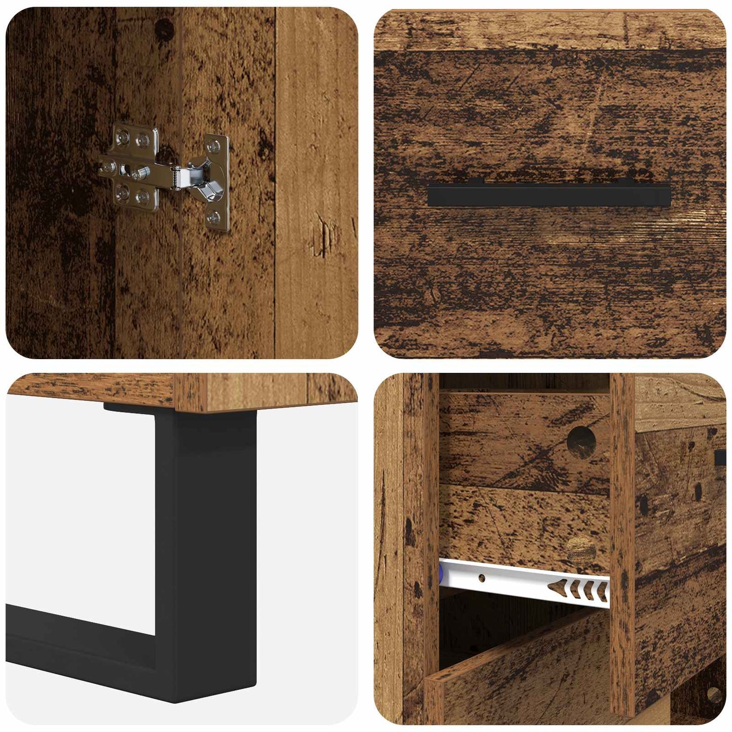 Sideboard Gammelt træ 69,5 x 34 x 90 cm Ingeniørt træ og jern