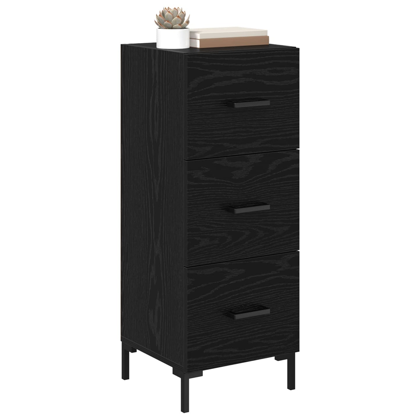 Sideboard med skuffe Sort eg 34,5 x 34 x 90 cm Konstrueret træ