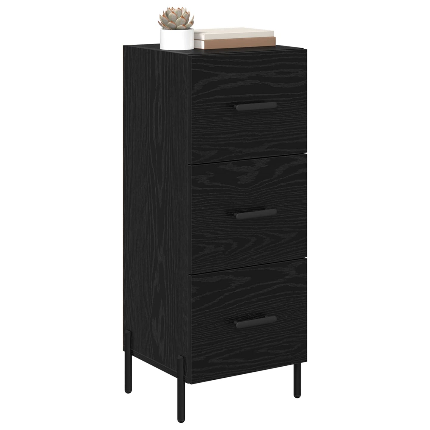 Sideboard med skuffe Sort eg 34 x 34.5 x 90 cm Konstrueret træ