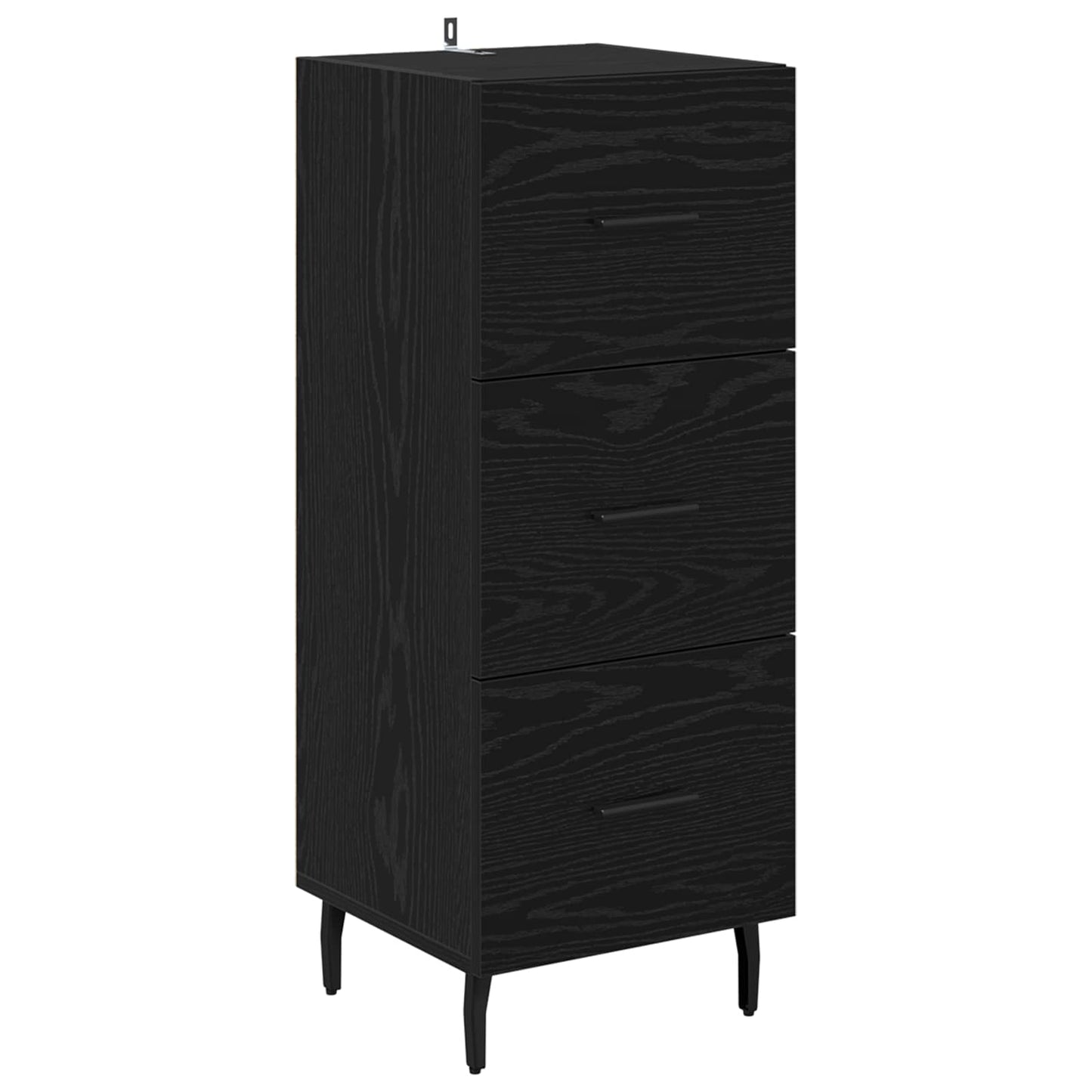 Sideboard med skuffe Sort eg 34 x 34.5 x 90 cm Konstrueret træ