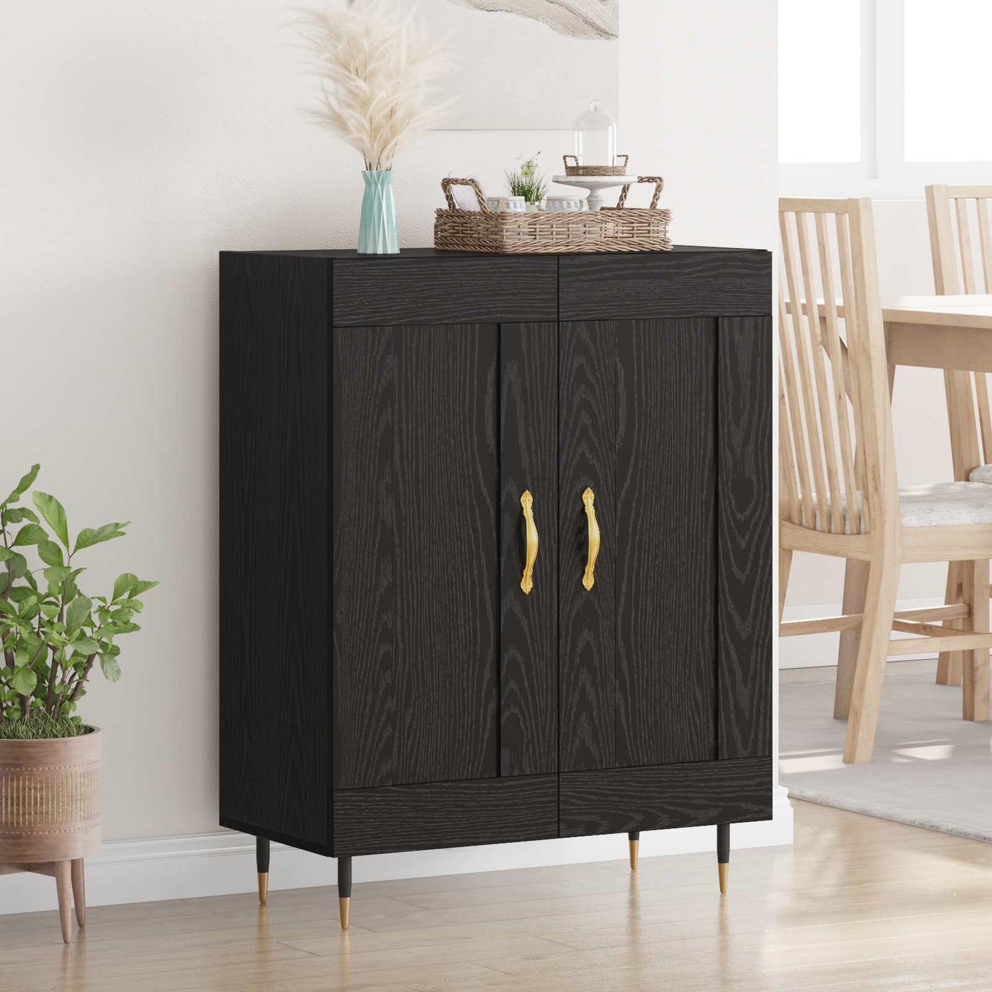 Sideboard Sort eg 69,5 x 34 x 90 cm Konstrueret træ