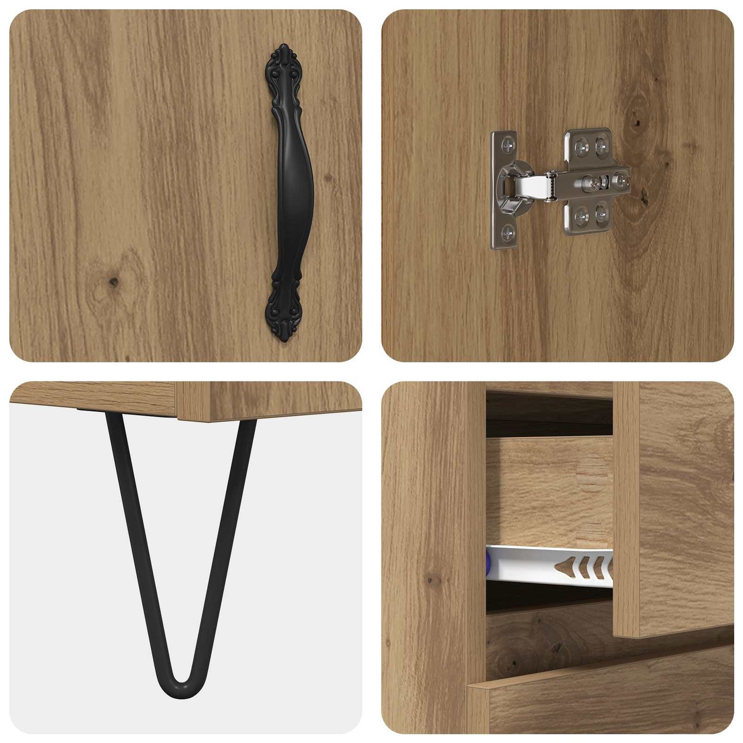 Sideboard Artisan Eg 69,5 x 34 x 90 cm Konstrueret træ